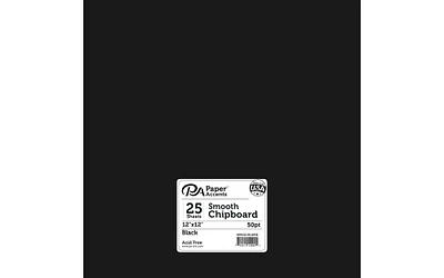 Paper Accents Chipboard, Black, 25 pack, 12x12 chipboard sheets, heavy 50 point for Crafts, Scrapbooking, Frame Backing, Card Making, Stamp Projects and Book Making. Compatible with Cricut Machine.