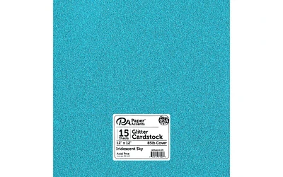 PA Paper Accents Glitter Cardstock 12" x 12" Iridescent Sky, 85lb colored cardstock paper for card making, scrapbooking, printing, quilling and crafts