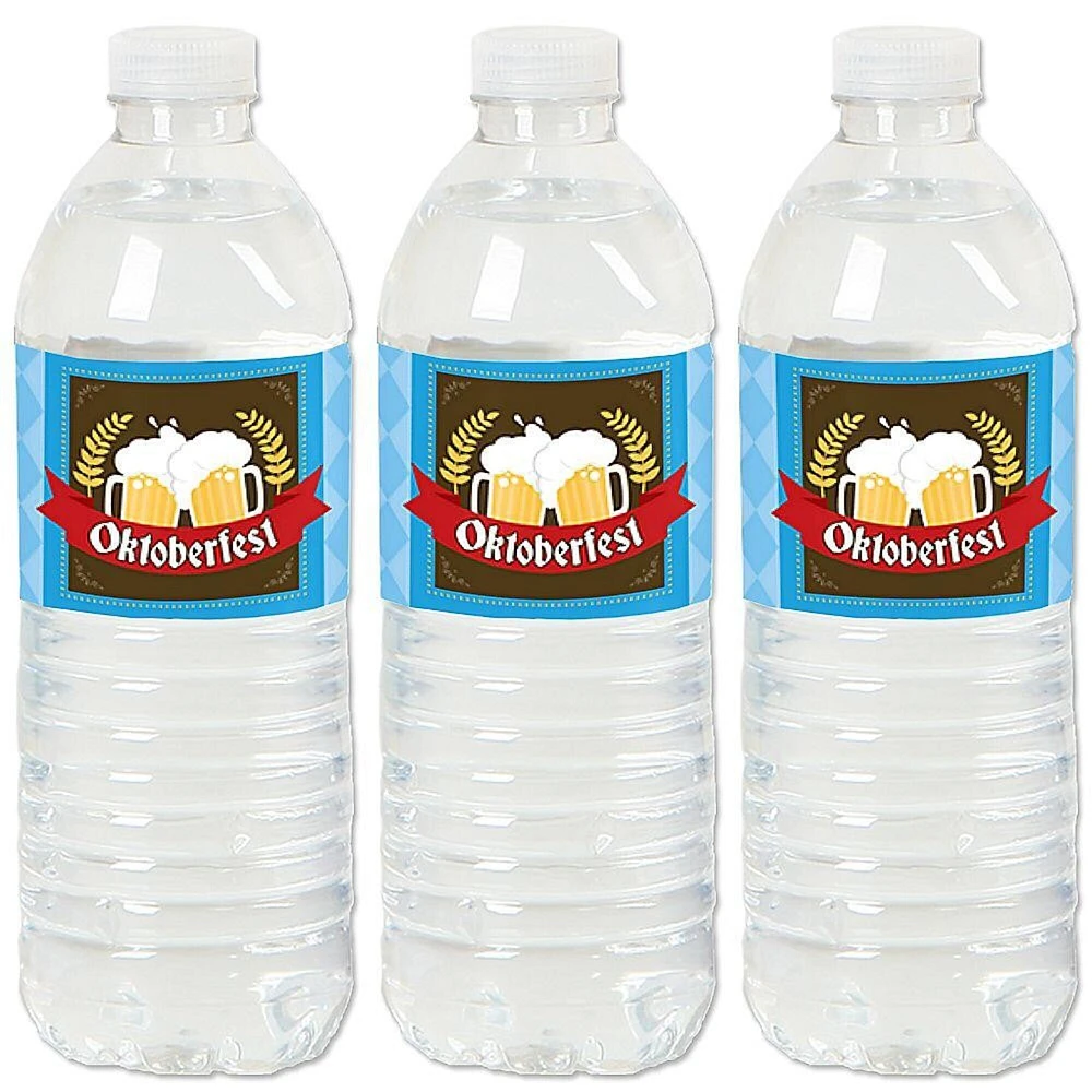 Big Dot of Happiness Oktoberfest - Beer Festival Water Bottle Sticker Labels - Set of 20