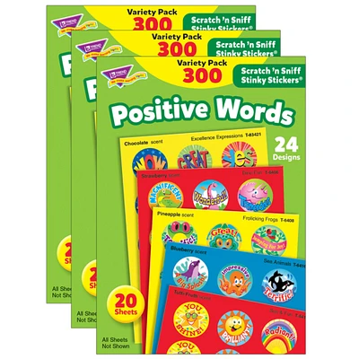 Positive Words Stinky Stickers® Variety Pack, 300 Per Pack, 3 Packs