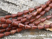 *15* 6x8mm Terra Cotta Silk Picasso Vertical Teardrop Beads