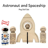 Astronaut and Spaceship Peg Doll Set by Pegsies™