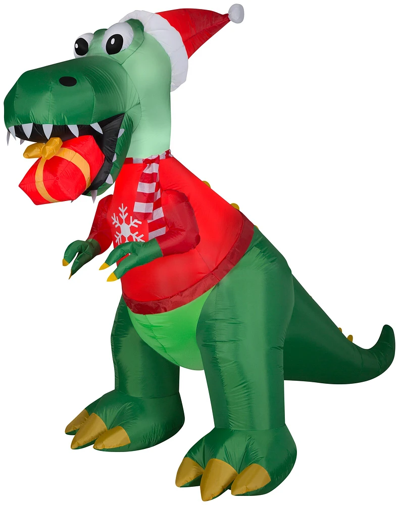 8.5' Gemmy Airblown Inflatable Christmas T-Rex Dinosaur w/ Gift 881903