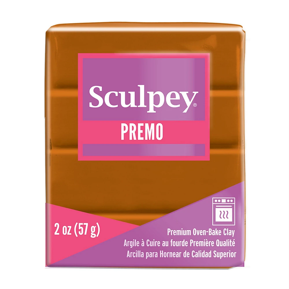 Sculpey Premo™ Polymer Oven-Bake Clay, Raw Sienna Brown, Non Toxic, 2 oz. bar, Great for jewelry making, holiday, DIY, mixed media and more. Premium clay perfect for clayers and artists.