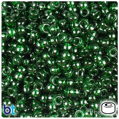 BeadTin True Emerald Transparent 6.5mm Mini Barrel Plastic Pony Beads (1000pcs)