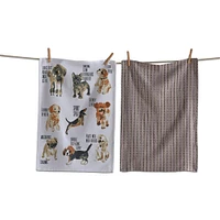 Friendly Dogs Flour Sack Dishtowel Set Of 2