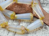 *2* 8x20mm Milky Crystal Picasso Faceted Drop Beads