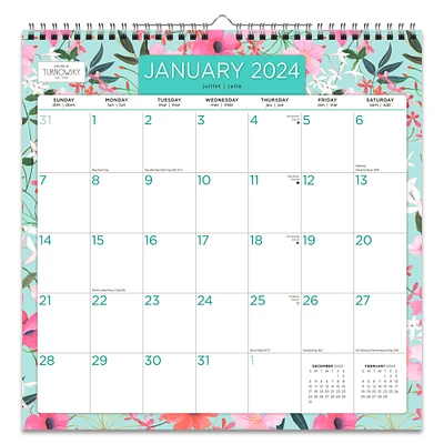 House of Turnowsky Flower Shop | 2024 12 x 12 Inch Monthly Square Wire-O Calendar | Sticker Sheet | BrownTrout | Stationery Elegant Exclusive