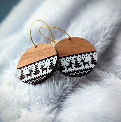 Winter Boho Hand Painted Earrings