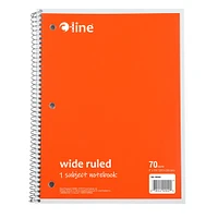 1-Subject Notebook, 70 Page, Wide Ruled, Orange, Pack of 12