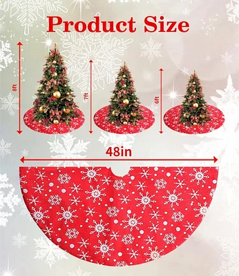 Kitcheniva Christmas Tree Skirt Red Snowflake Mat