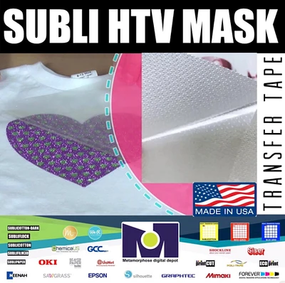 SUBLI HTV MASK™ 8”x9”- 25 SHEETS For Sublimation HTV Vinyl - Transfer Tape USA
