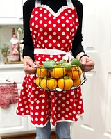 Wrapables Adjustable Flirty Hostess Apron, Red Polka Dots