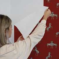 Tempaper & Co. x Novogratz Zebras In Love Red Peel and Stick Wallpaper