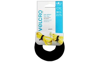 Velcro One Wrap Thin Ties 8 1/2" Black 50pc
