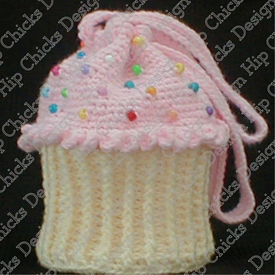 Crocheted Cupcake Tote Bag Purse Cute Gift Idea