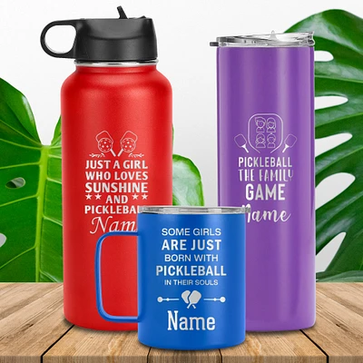 Personalized Pickleball Tumbler, Laser Engraved Travel Cup, Custom Drinkware, Pickleball Player Coffee Mug, Sport Lover Cup