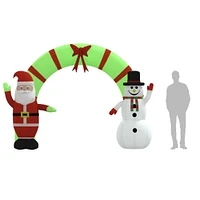 106.3" Christmas Inflatable Santa & Snowman Arch Gate with LED Lights