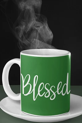 Coffee Mug Blessed Handwritten. Choice of 12 or 15oz