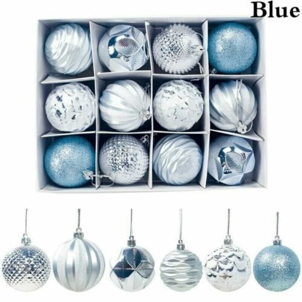 Kitcheniva Christmas Glitter Balls Ornaments 12 Pcs