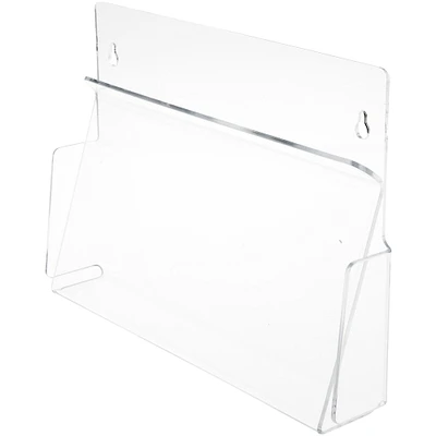 Plymor Clear Acrylic Horizontal Pinch-Style Paper Literature Holder (Wall Mount), Fits 8.5" x 11" Documents