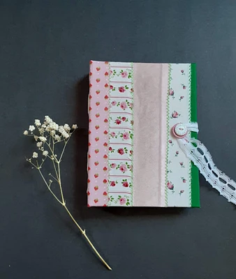 Pink Floral Keepsake Journal and Sketchbook, Handmade Blank Journal, Unlined Hardcover Personal Writing Journal