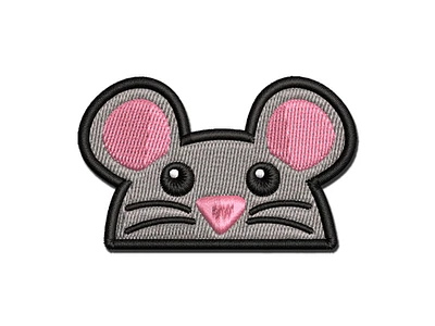 Peeking Mouse Multi-Color Embroidered Iron-On Patch Applique