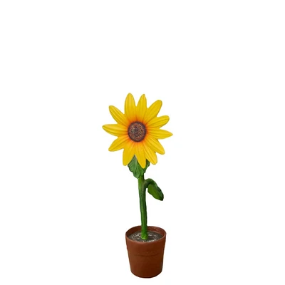 Small Yellow Sunflower In Pot Flower Statue