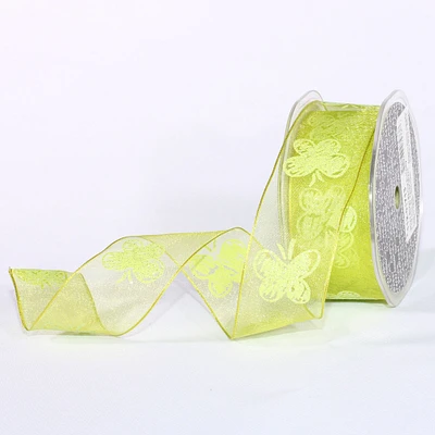 The Ribbon People Neon Spring Butterfly Wired Craft Ribbon 1.5" x 27 Yards