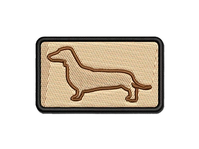 Smooth Haired Dachshund Dog Outline Multi-Color Embroidered Iron-On Patch Applique