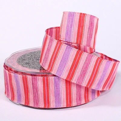 The Ribbon People Red and Pink Striped Wired Craft Ribbon 1.5" x 27 Yards