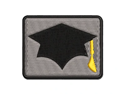 Graduation Cap Solid Multi-Color Embroidered Iron-On Patch Applique