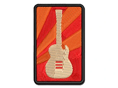 Electric Guitar Silhouette Multi-Color Embroidered Iron-On Patch Applique
