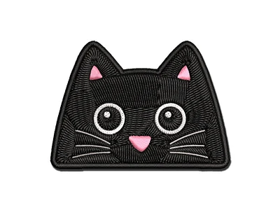 Peeking Black Cat Multi-Color Embroidered Iron-On Patch Applique