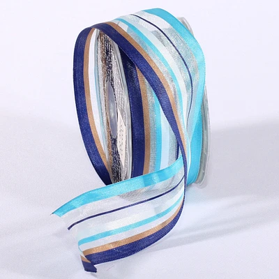 The Ribbon People Navy Blue Stripe Wired Craft Ribbon 1.5" x 54 Yards