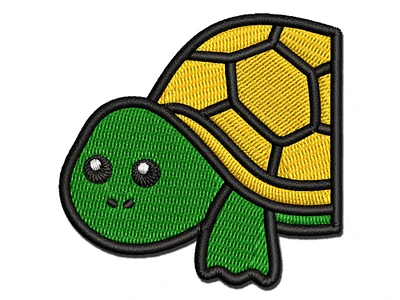 Peeking Turtle Multi-Color Embroidered Iron-On Patch Applique