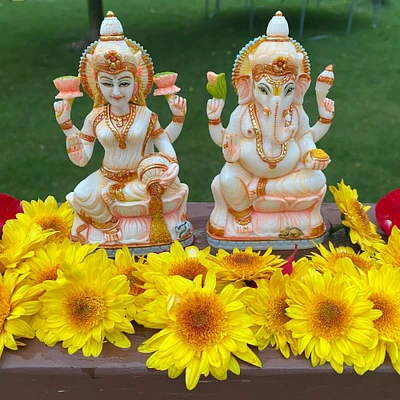 Laxmi And Ganesha Idol Pair, Altar, Deity, Ganesh Idol, Ganapati Idol, Laxmi Statue, Culture Marble, Laxmi Idol