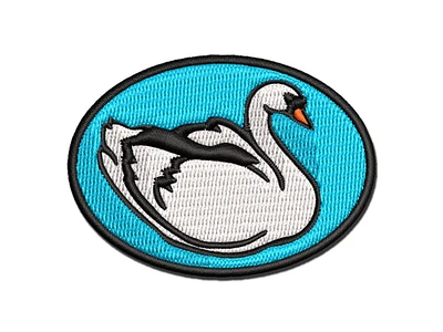 Elegant Swan Bird Multi-Color Embroidered Iron-On Patch Applique