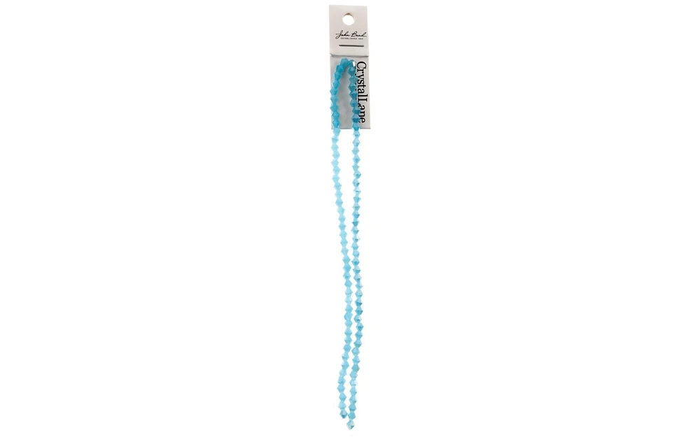 John Bead Crys Ln Bicone 7" 4mm OP AB Blue