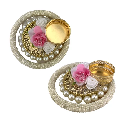 Pearl Tealight, Diwali Candle Holder, Diwali Decoration, Boho Decor, Diwali Present, Navrathri Varalaxmi Wedding, Pooja Return Gift