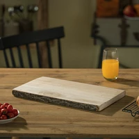 Rustic Natural Tree Log Wooden Rectangular Shape Serving Tray Cutting Board