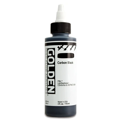 Golden High Flow Acrylics - Carbon Black, 4 oz bottle