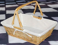 Rectangular Willow Basket with White Fabric Lining