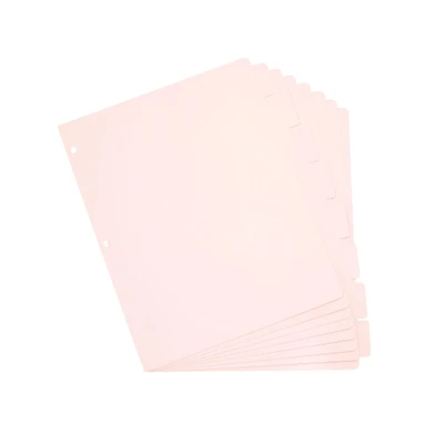 12 Pack Pink Paper Binder Dividers for 3 Ring Binders with 8 Tabs