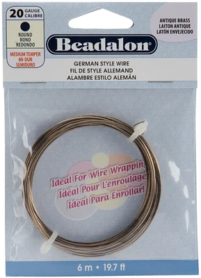 Beadalon German Style Wire-Antique Brass - 20 Gauge, 19.68'