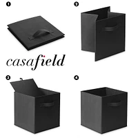 Casafield Set of Collapsible Fabric Cube Storage Bins - 11" Foldable Cloth Baskets for Shelves