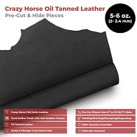 ELW Crazy Horse Leather 5-6 OZ (2-2.4mm) Full Grain Cowhide Handmade Leather for DIY, Crafts, Sheaths, Sewing, Workshop