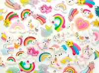 Unicorn and Rainbow Charm Mix, 20 pc, Kawaii Resin Pendant Grab Bag, Adorabilities