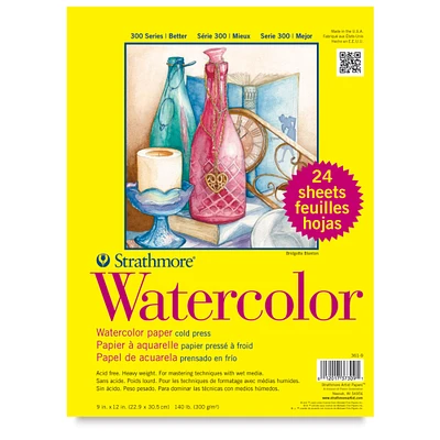 Strathmore 300 Series Student Watercolor Papers - 9" x 12", Cold Press, Class Pack of 24