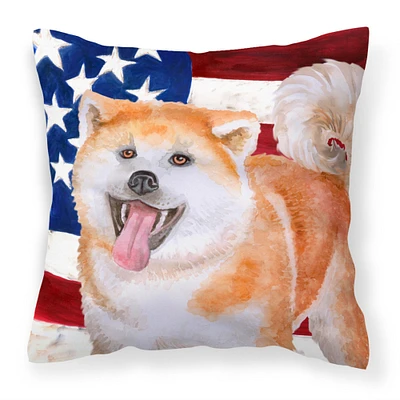 "Caroline's Treasures BB9703PW1414 Akita Patriotic Outdoor Canvas Pillow, USA American Flag"